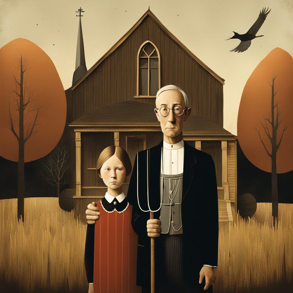 Whimsical American Gothic Illustration