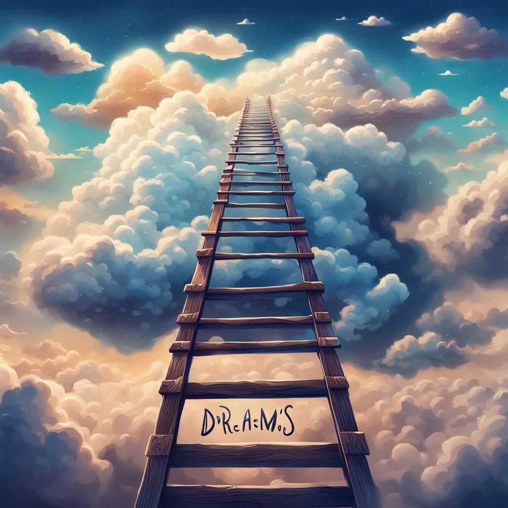 Ladder to Dreams in Cartoon Style