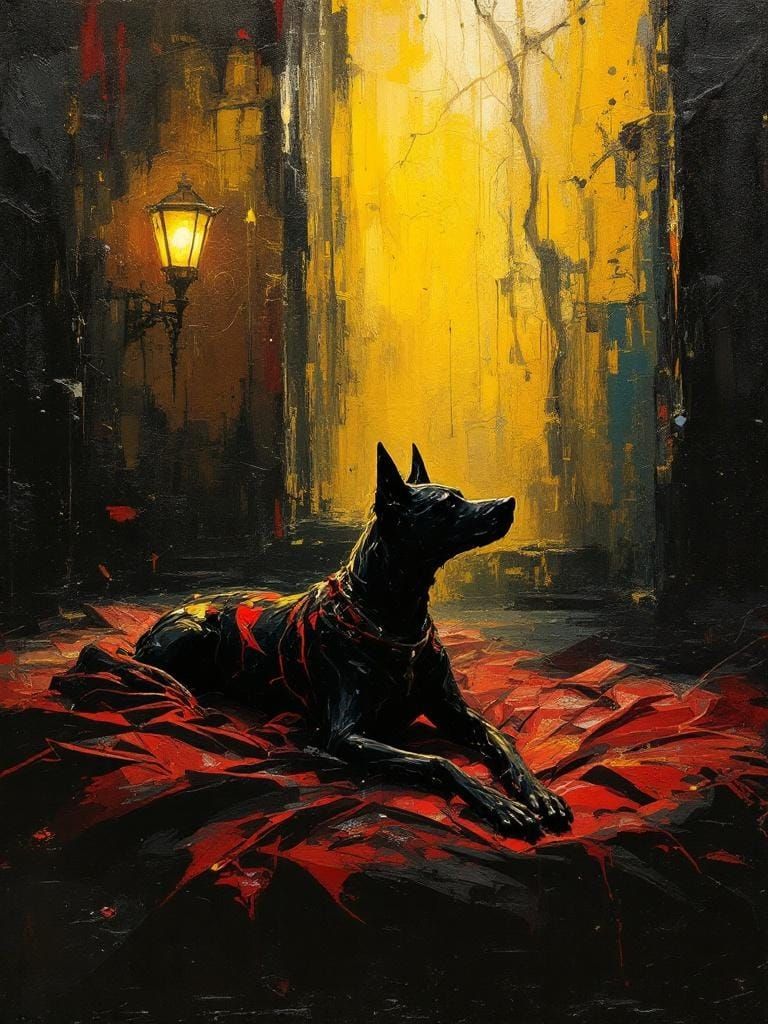 Emotional Dog Portrait in Film Noir Style