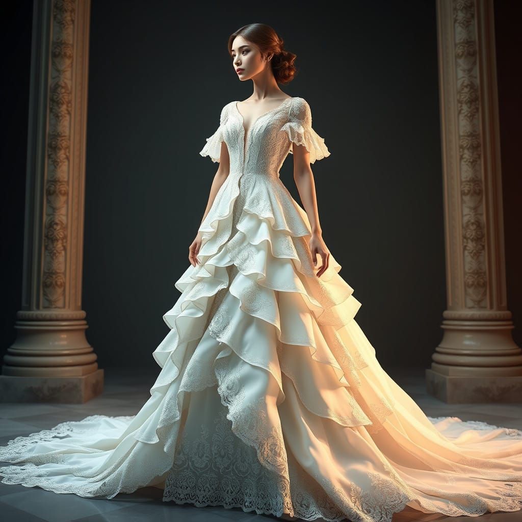 Stunning Wedding Gown in Fantasy Concept Art Style