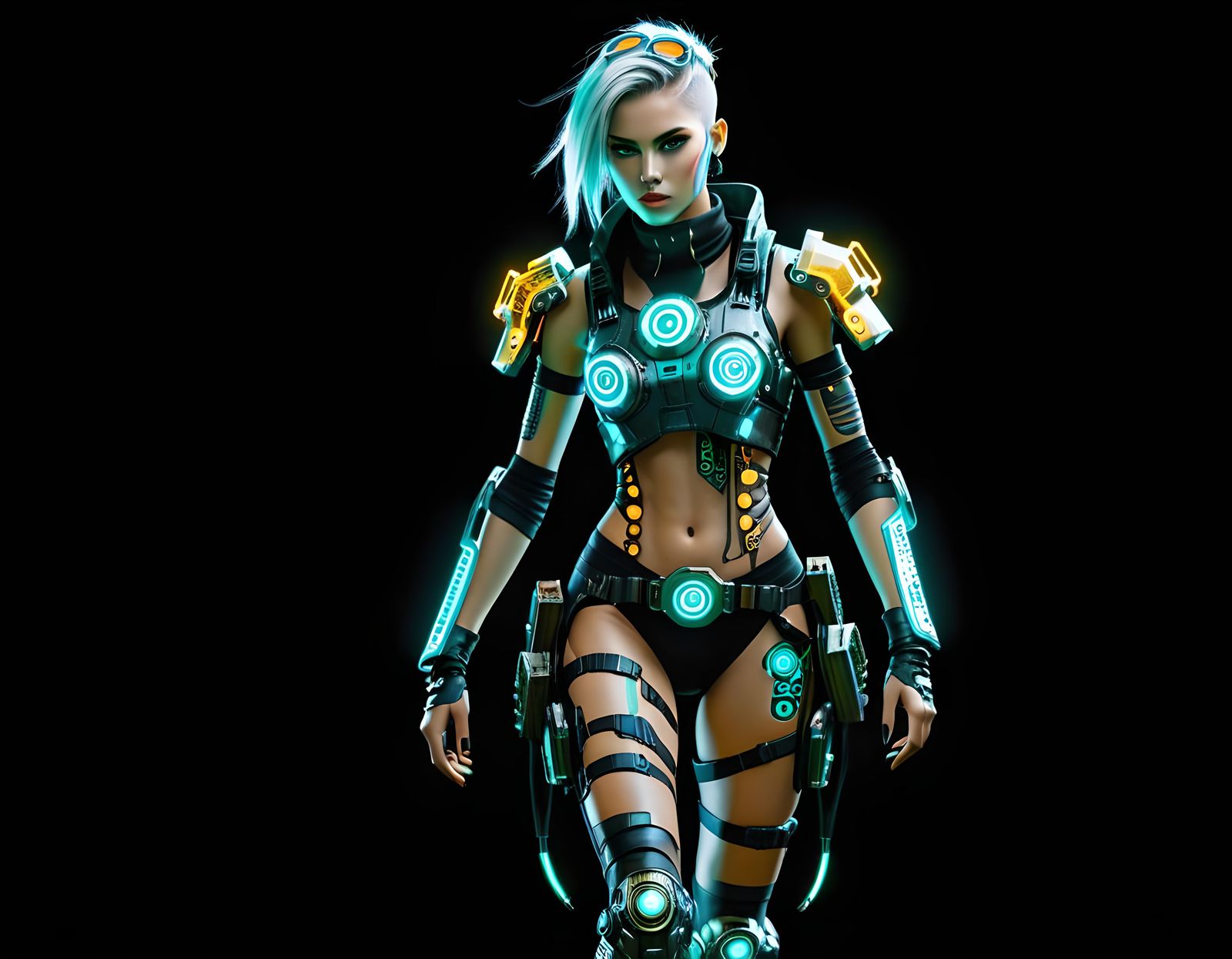 Cyberpunk Biopunk Runner in Neon Forest