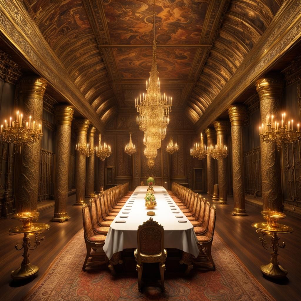Opulent Dwarven Hall in Dark Fantasy Style