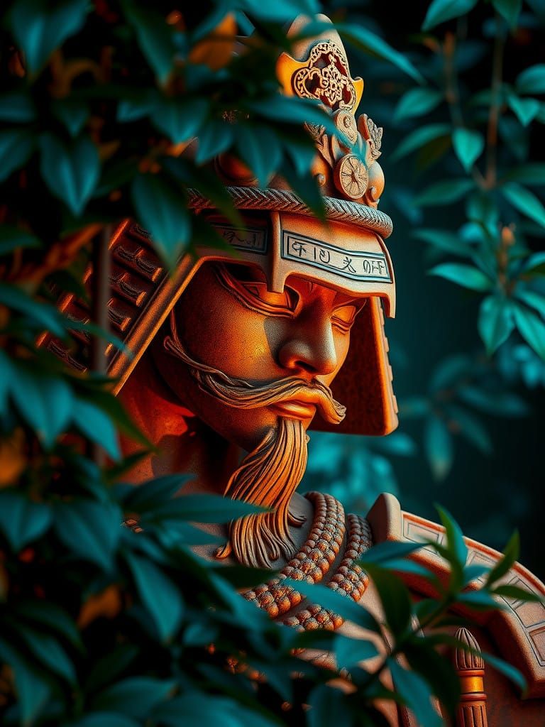 Ancient Samurai Warrior Hides in Verdant Jungle Canopy