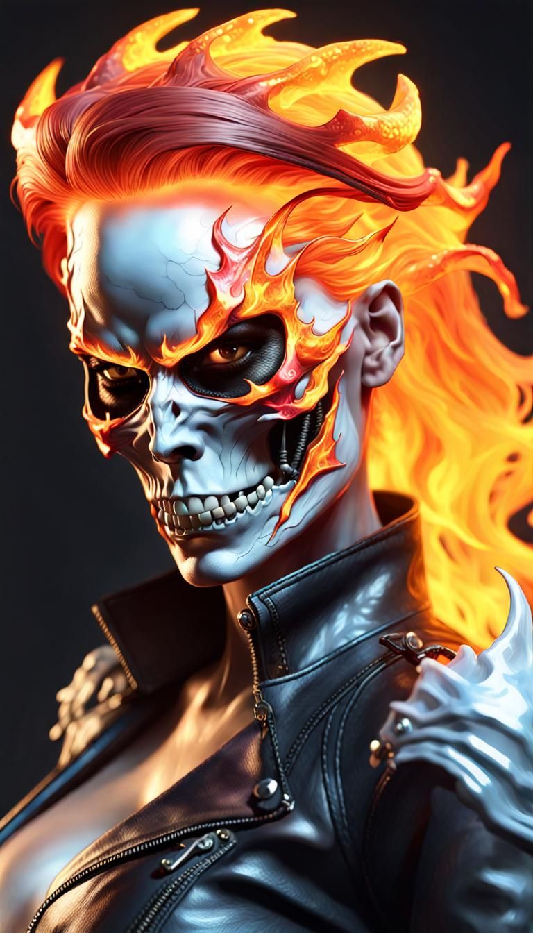 Detailed Portrait of a Female Devil Ghost Rider