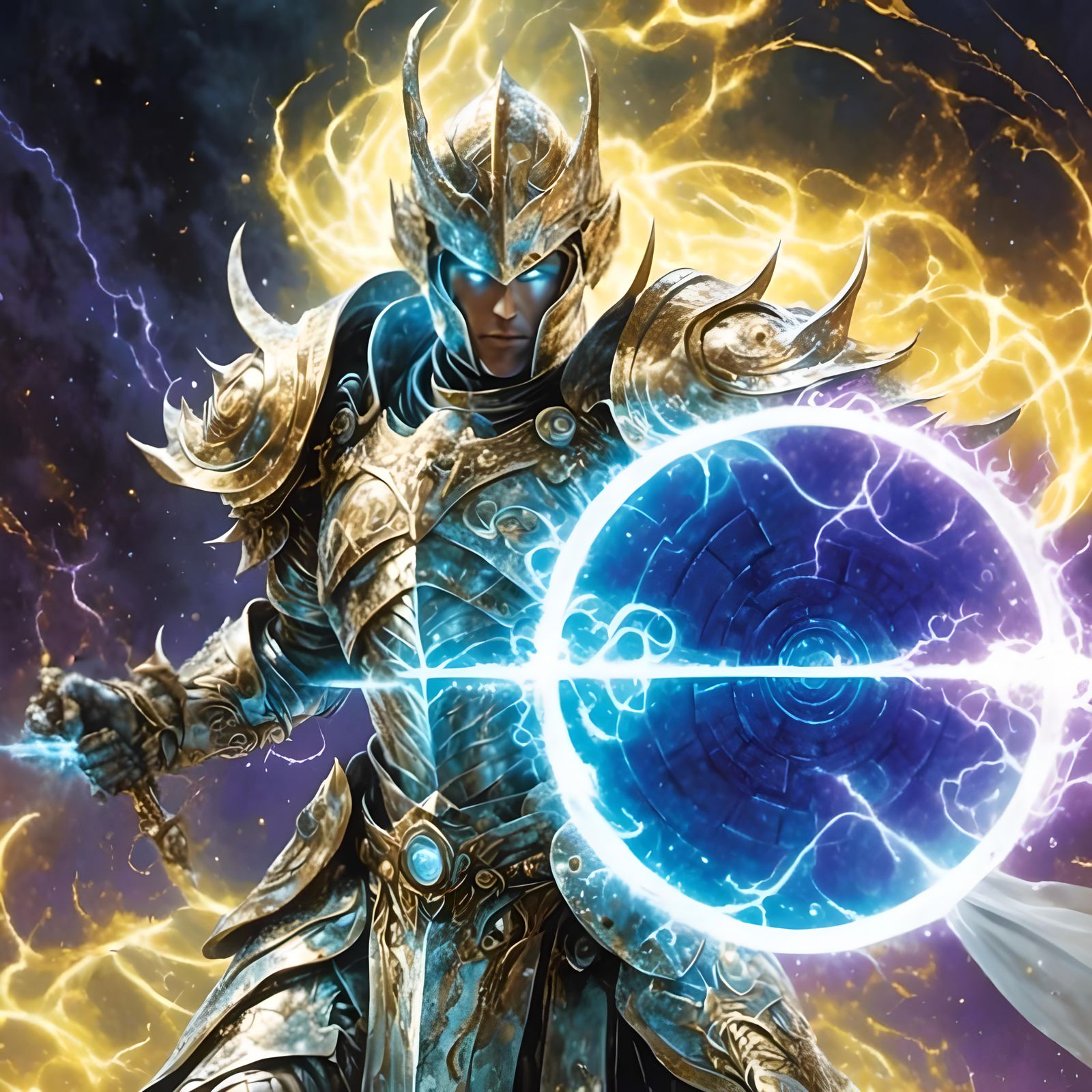 Cyber Paladin Warrior with Magic Orb