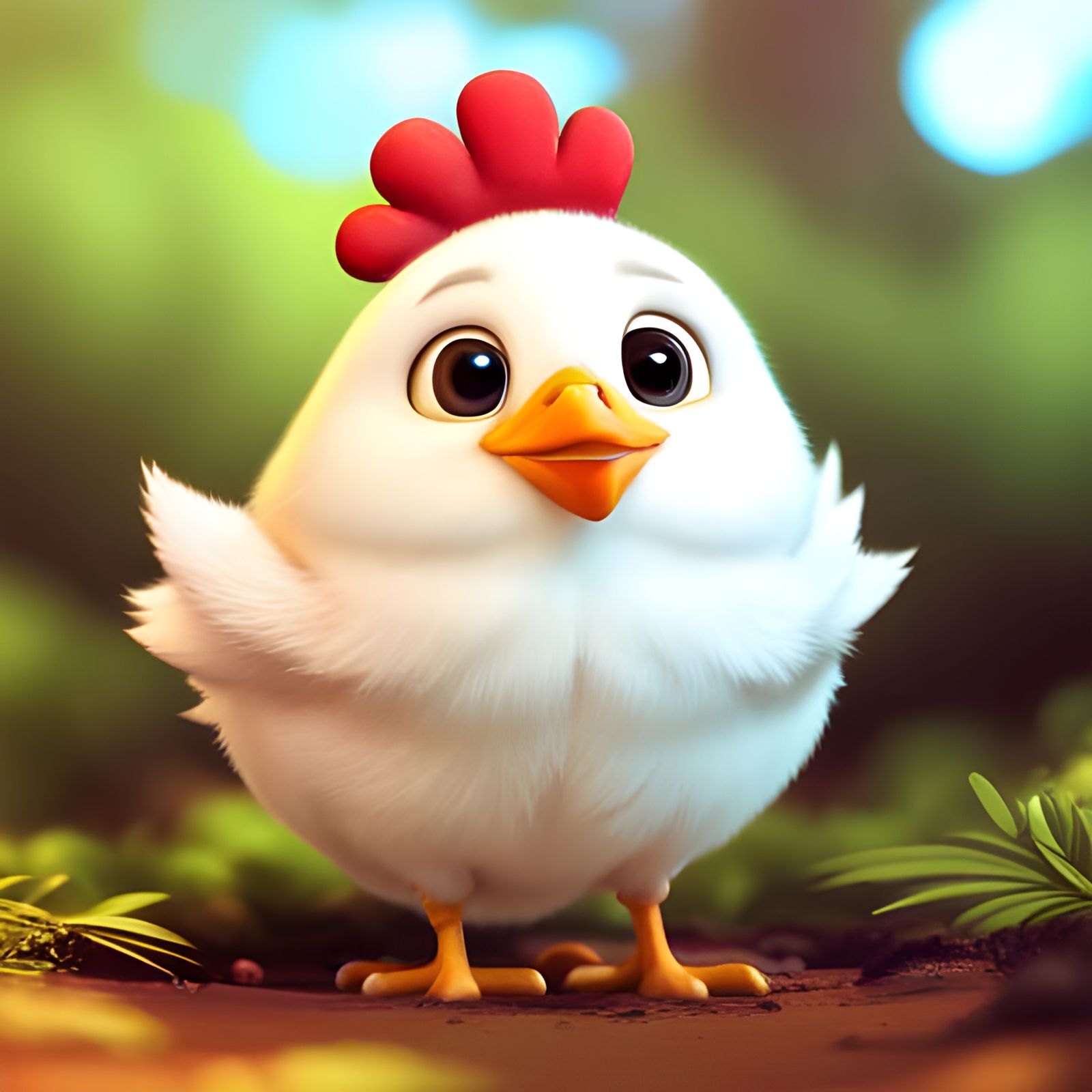 Adorable Chibi Chicken Basketball Art in 3D