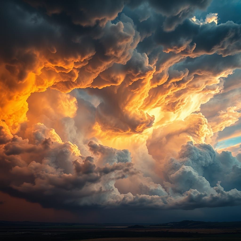 Golden Hour Thunderstorm in Vibrant Colors