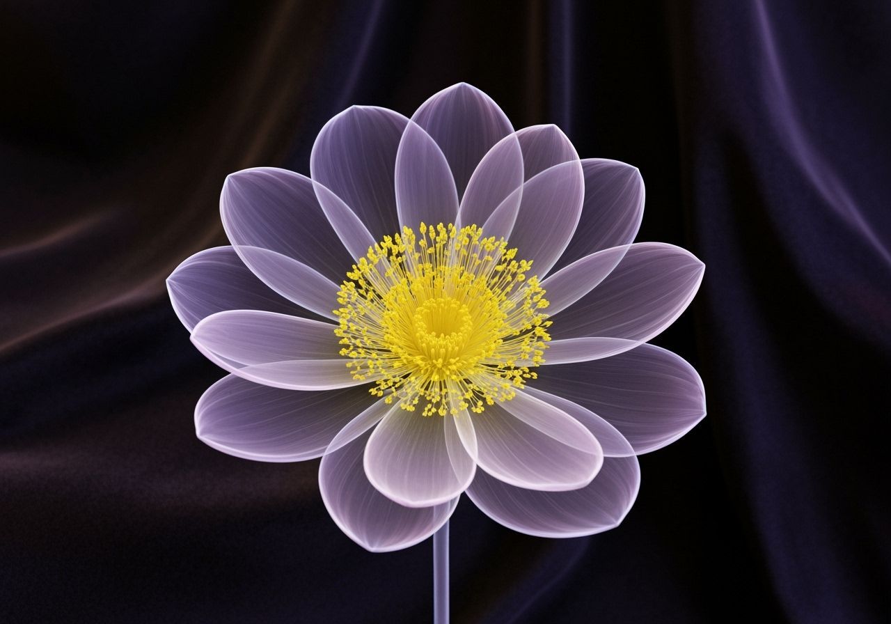 Translucent Flower with Neon Accents in 3D