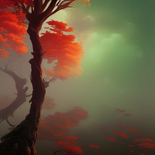 Colorful Birds in Tree, Hyperdetailed Concept Art