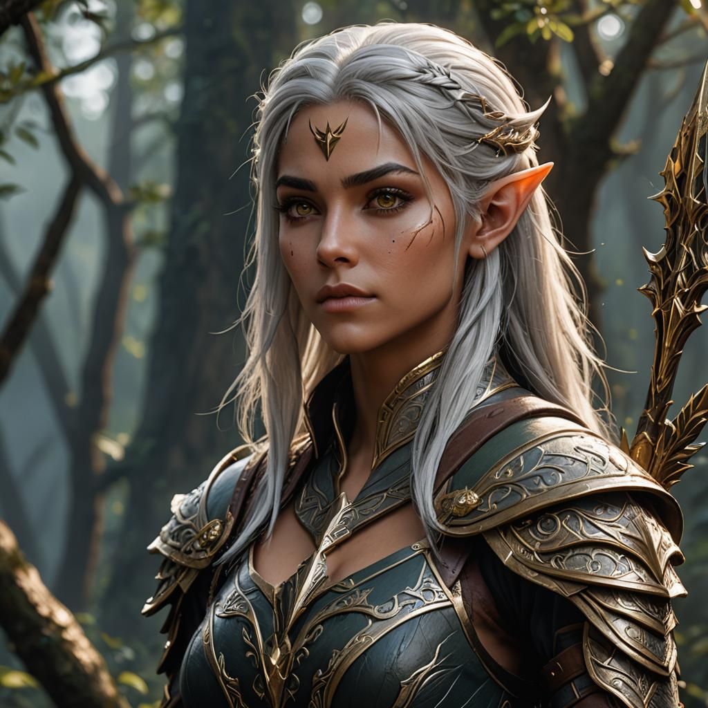 Wood Elf Fighter: Detailed Fantasy Art in 8K