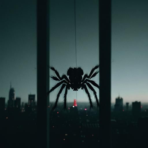 Giant Spider Web in New York City: Cinematic Film Still