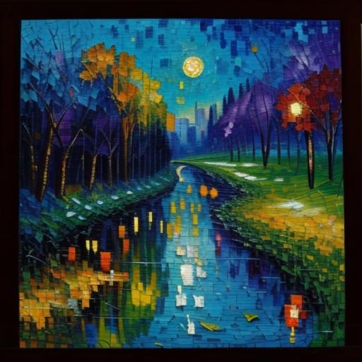 Mosaic Patchwork in Expressionist Impasto Style