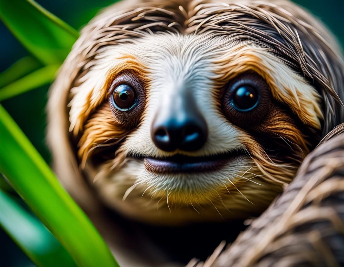 Detailed Macro Photo of a Beautiful Sloth