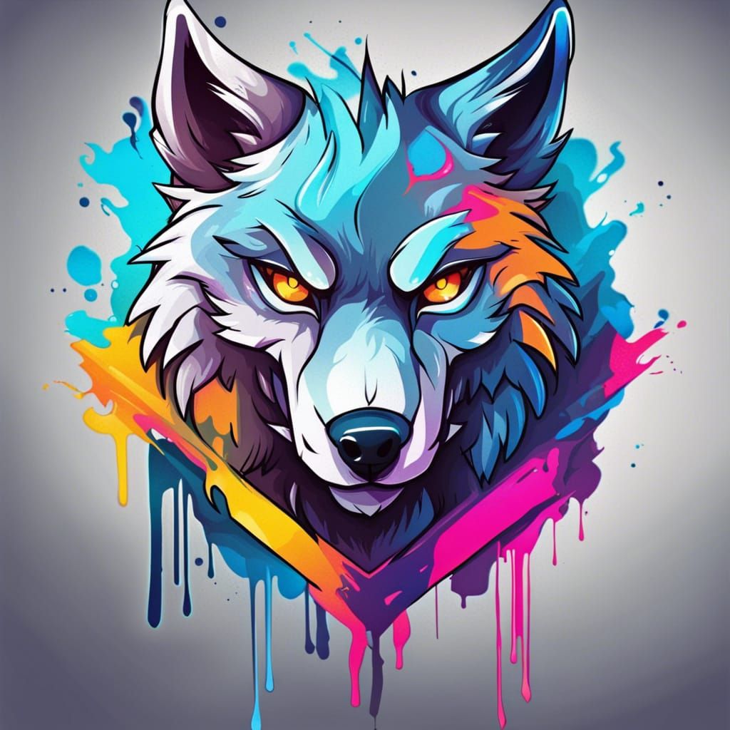 Esports Wolf Logo in Graffiti Street Art Style