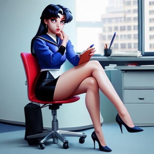 Sailor Moon Inspired Character in Office Environment