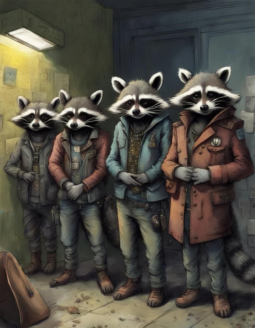 Arrested racoon gangsters.