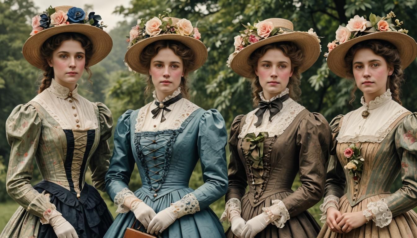Elegant Victorian Women in Historical Attire
