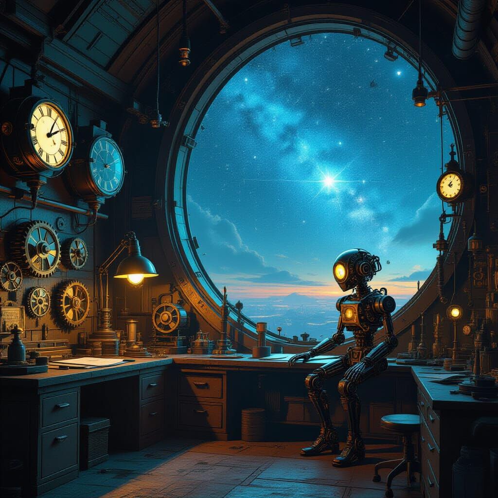 Steampunk Inventor's Cosmos-Navigating Automaton Workshop