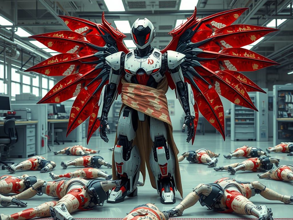 Cyborg Angel of Despair in a Haunted Robotics Lab