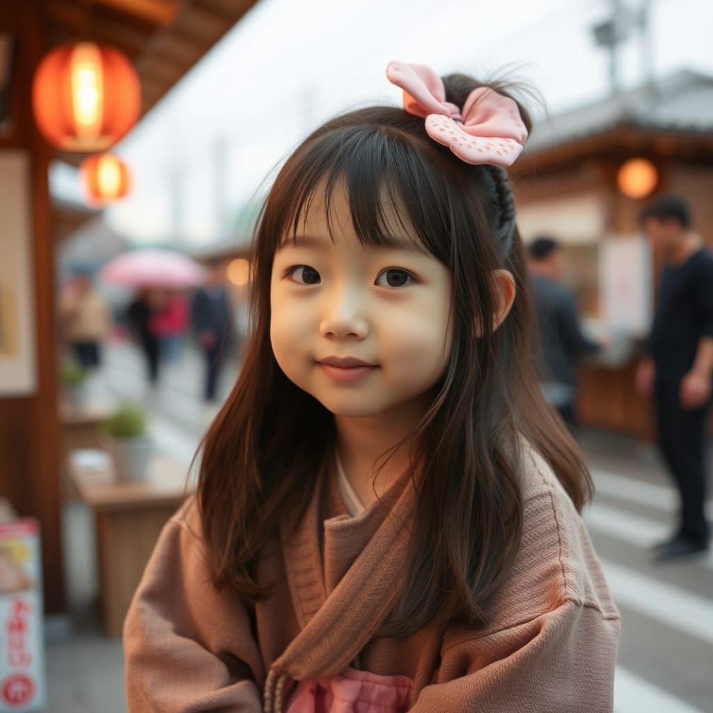 Adorable Chubby Japanese Girl Portrait