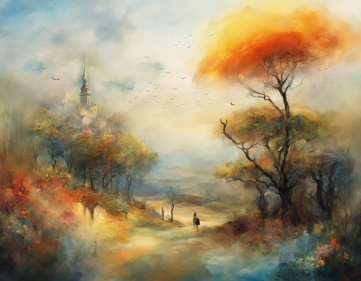 Dreamlike Watercolor Landscapes Merge Reality and Fantasy