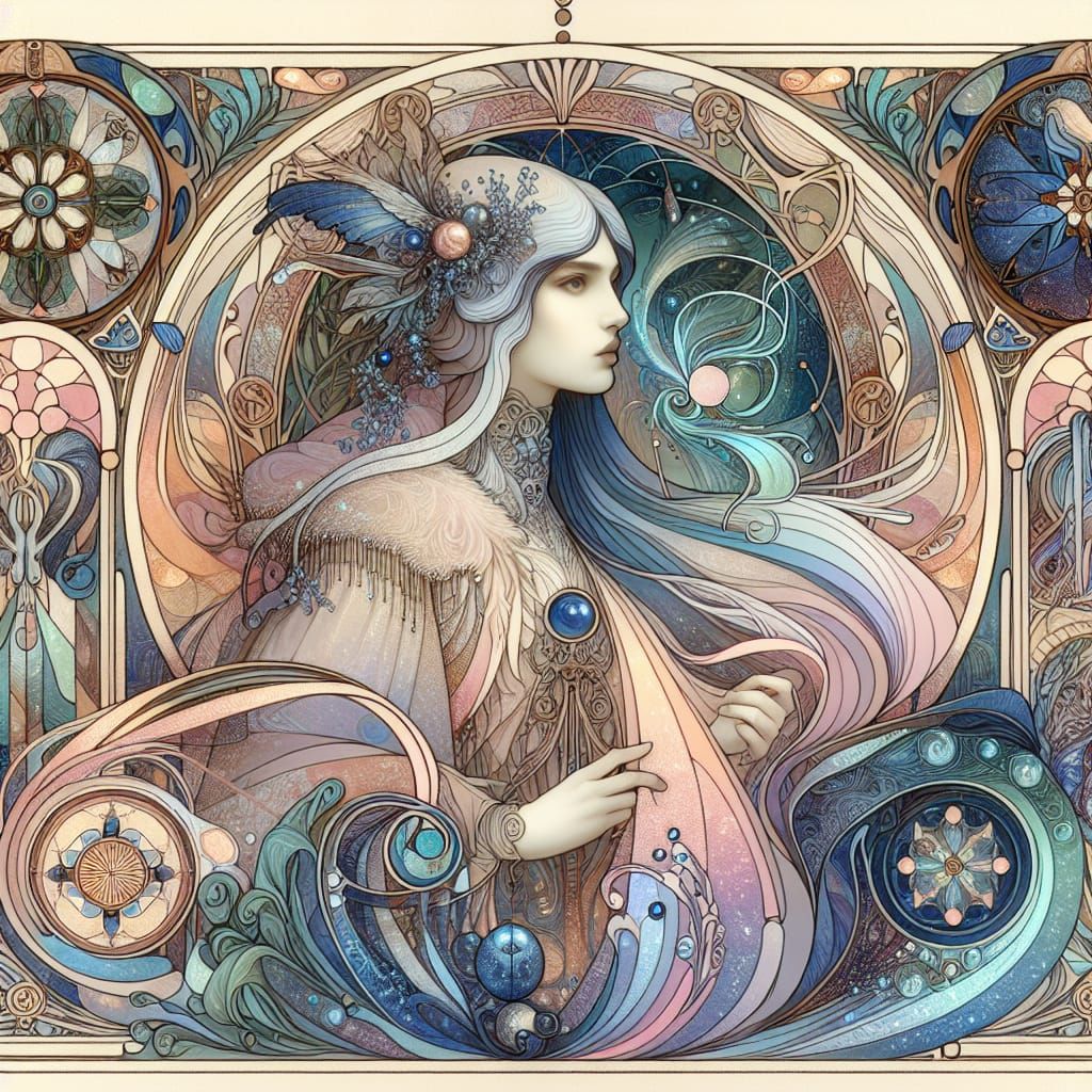 Magical Portrait in Art Nouveau Style