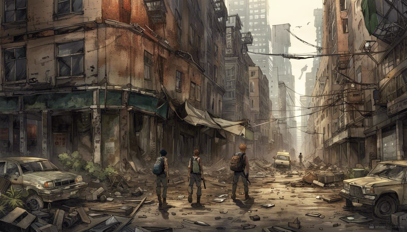 Post-Apocalyptic New York City Ruins, Anime Style