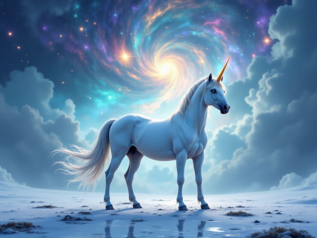Majestic Unicorn on Nebula Plain