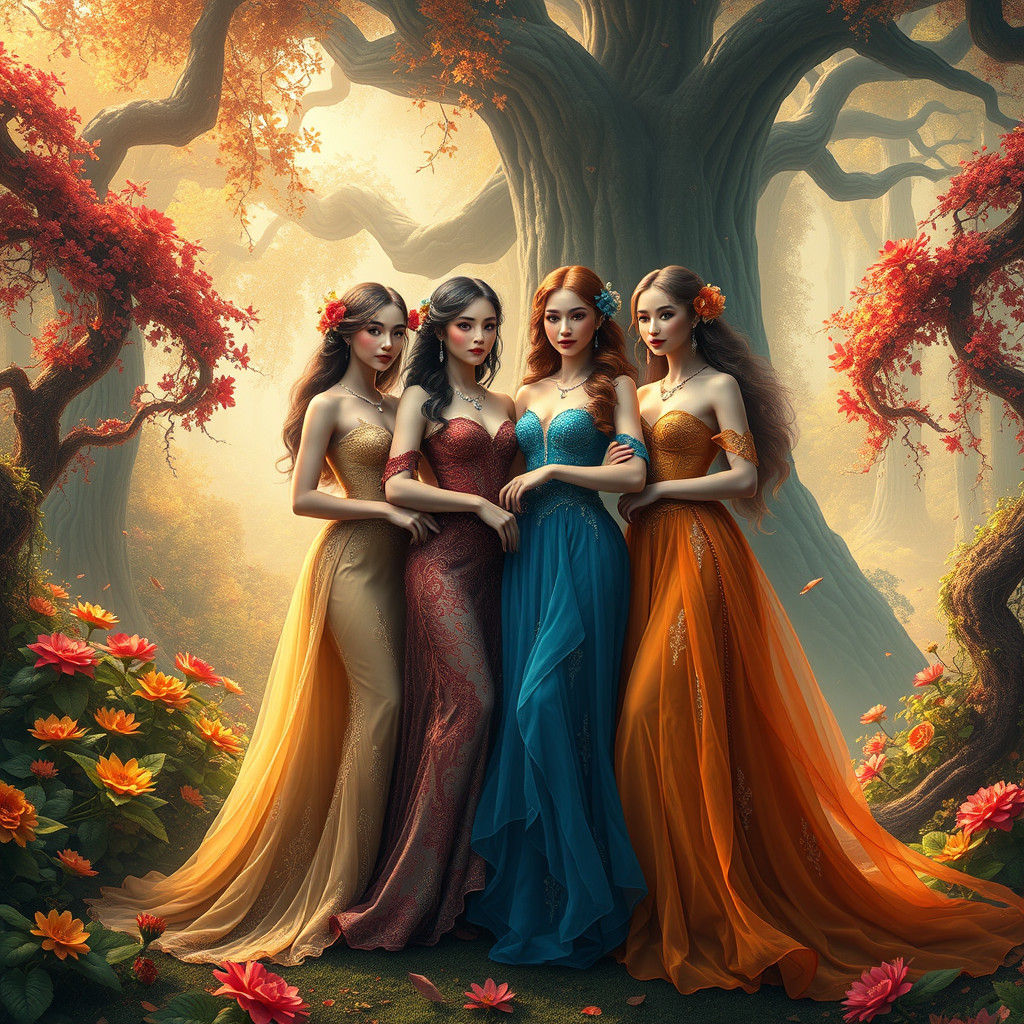 Four Seasons Goddesses in Dreamlike Fantasy Art