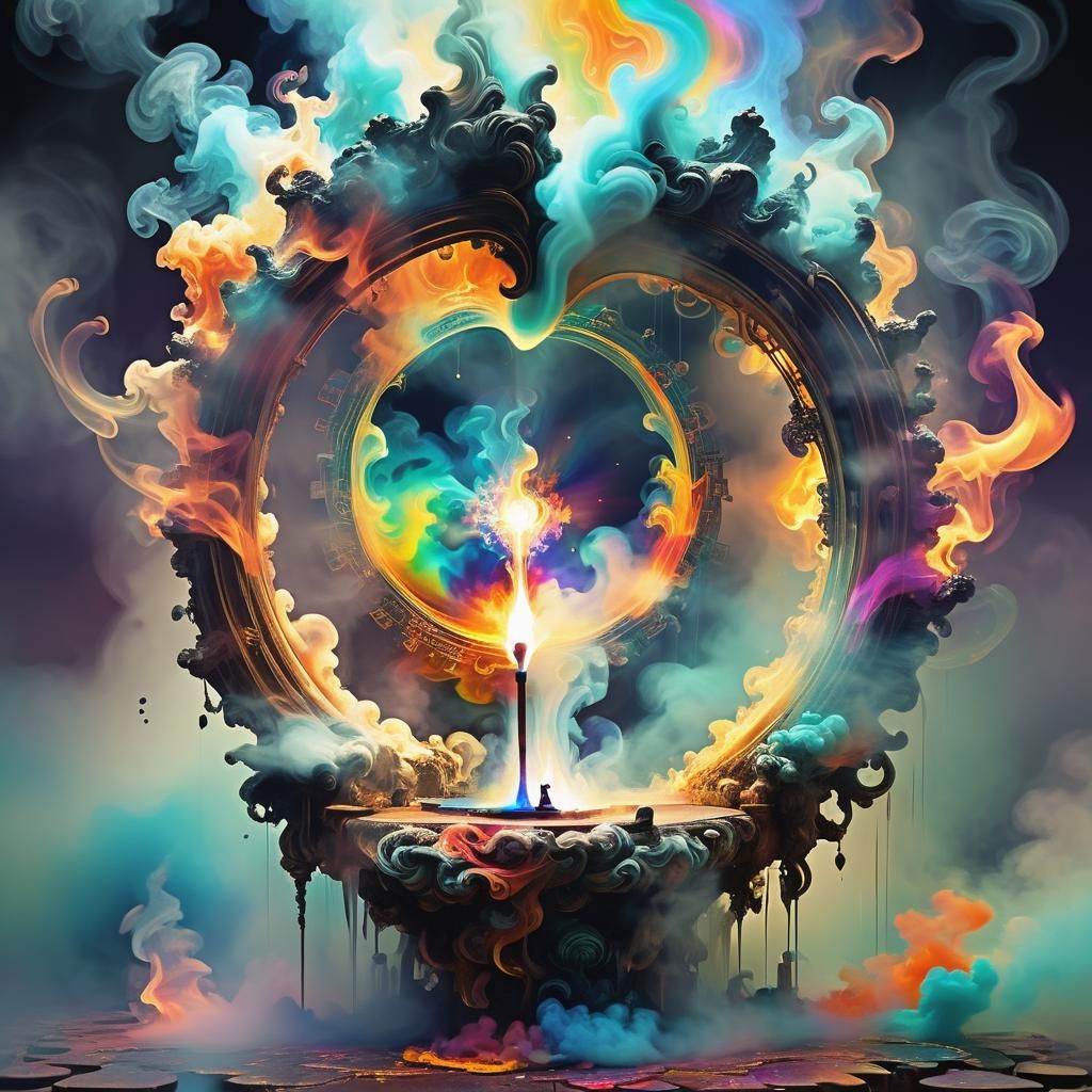 Shimmering Incense Portal: A Glitch Art Fantasy