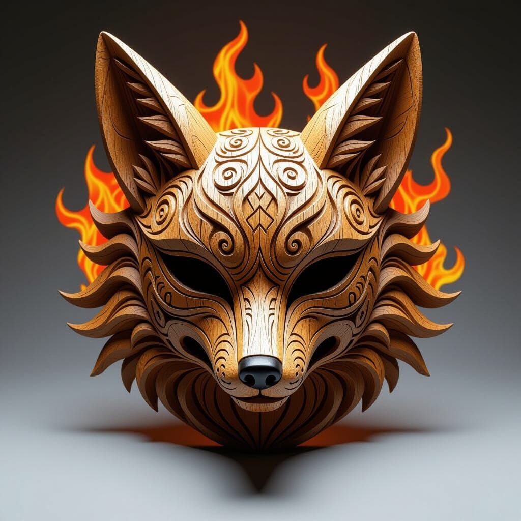 Wooden fox mask