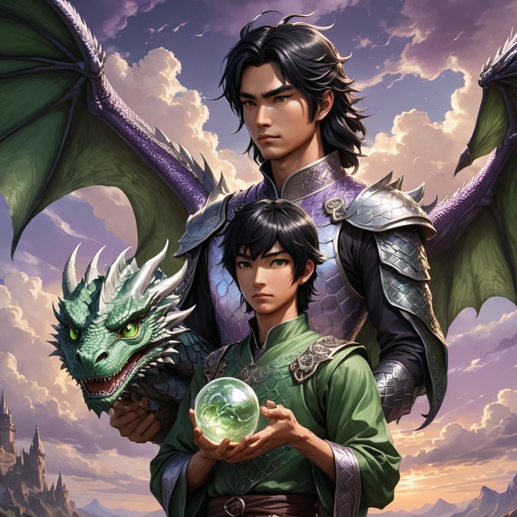 Anime Man with Dragon Hatchling in 3D Art