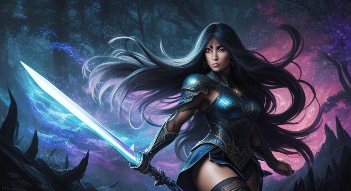 In the depths of the dark forest, a strong heroine walks. Hi...