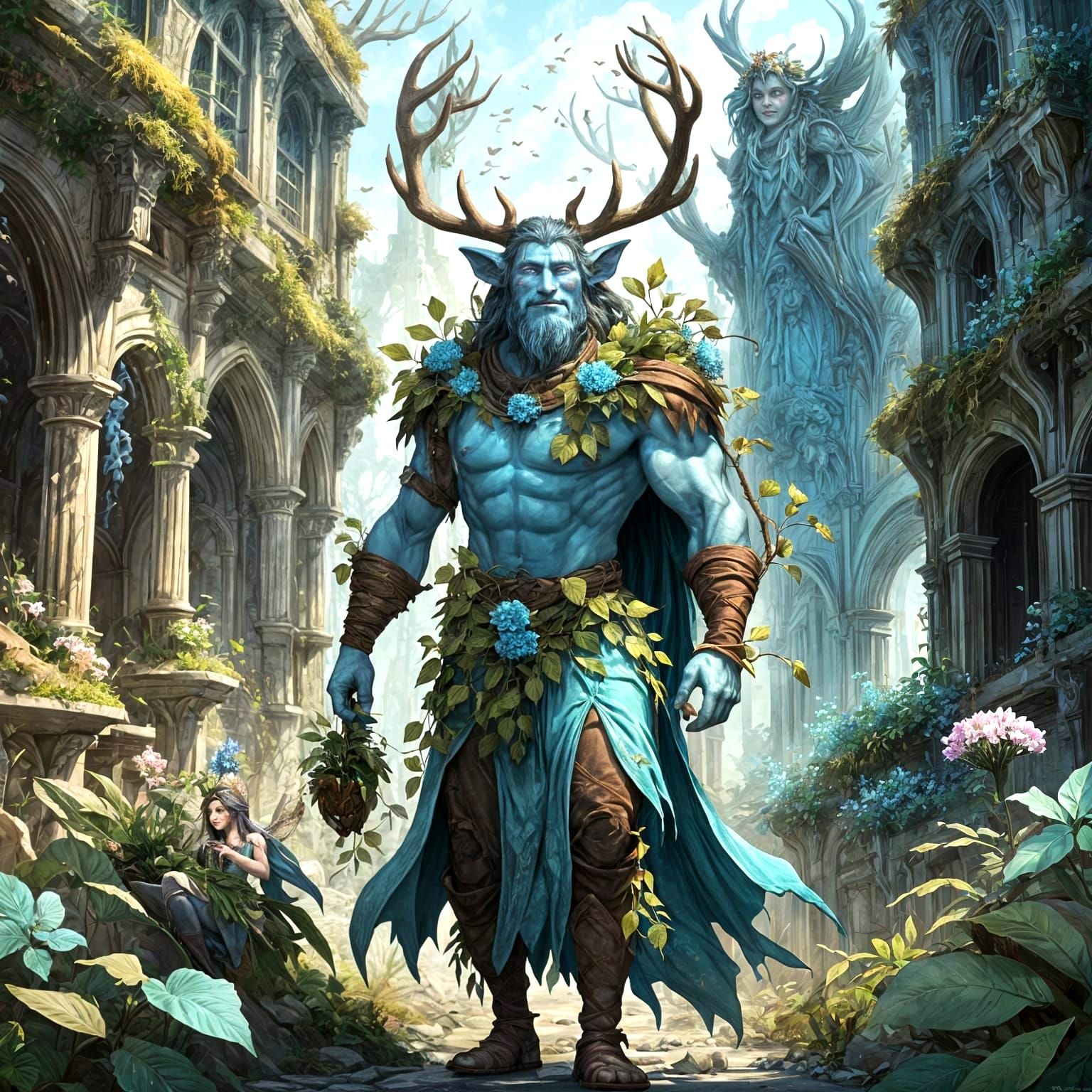 Firbolg Druid and Fairy Restore Ancient Ruins