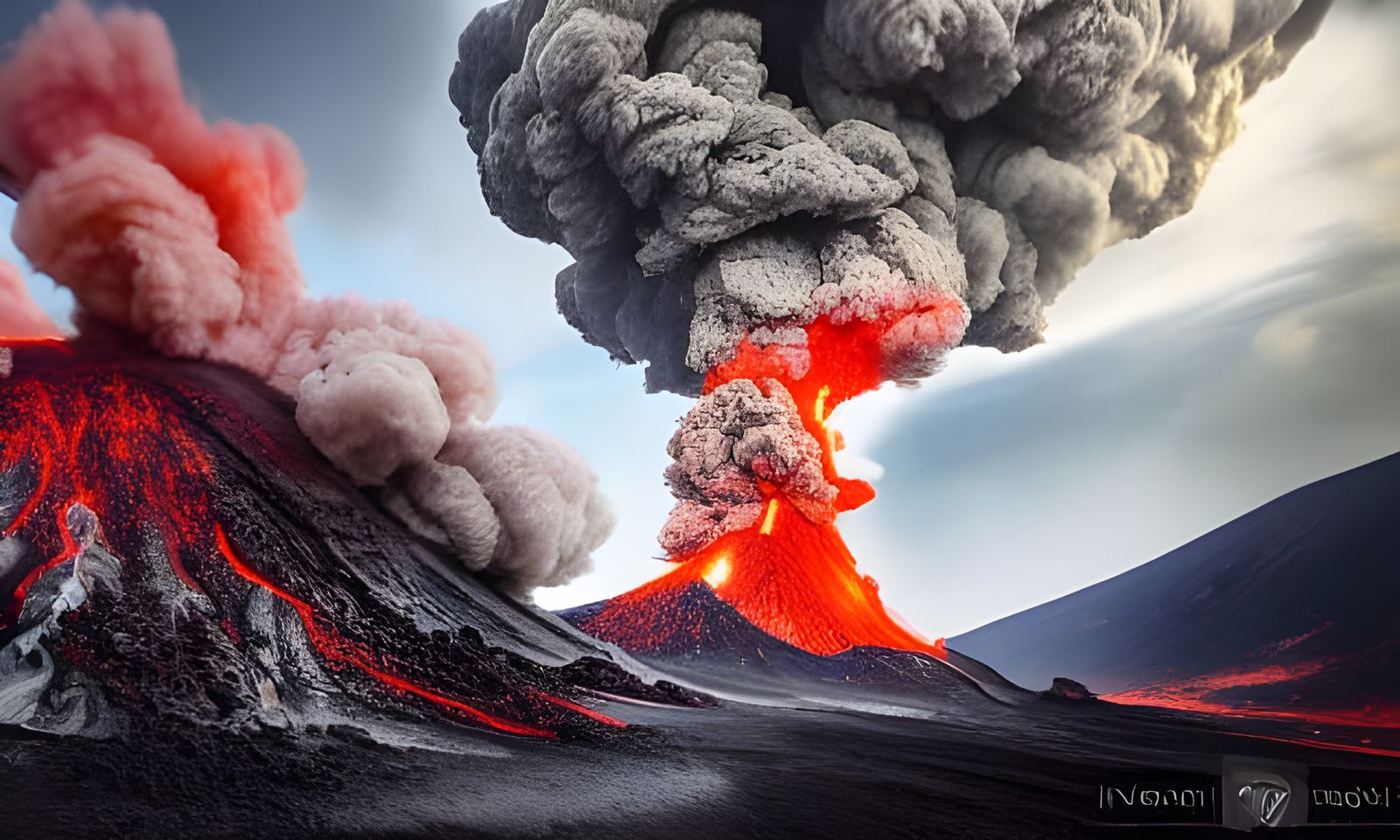 Volcanic Eruption with Lightning in Landscape Style