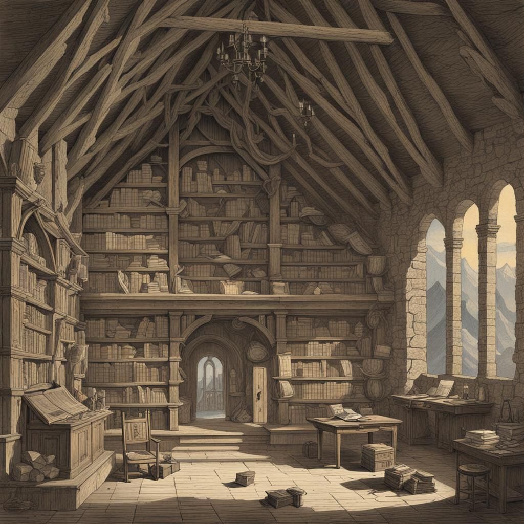 Mountain Monastery Interior in Dark Fantasy Concept Art