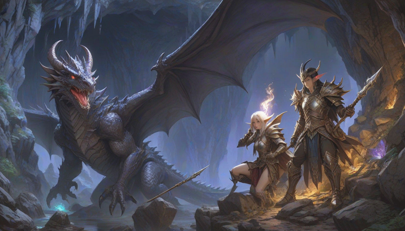 Epic Fantasy Heroes Face Off Against a Massive Dragon in a D...