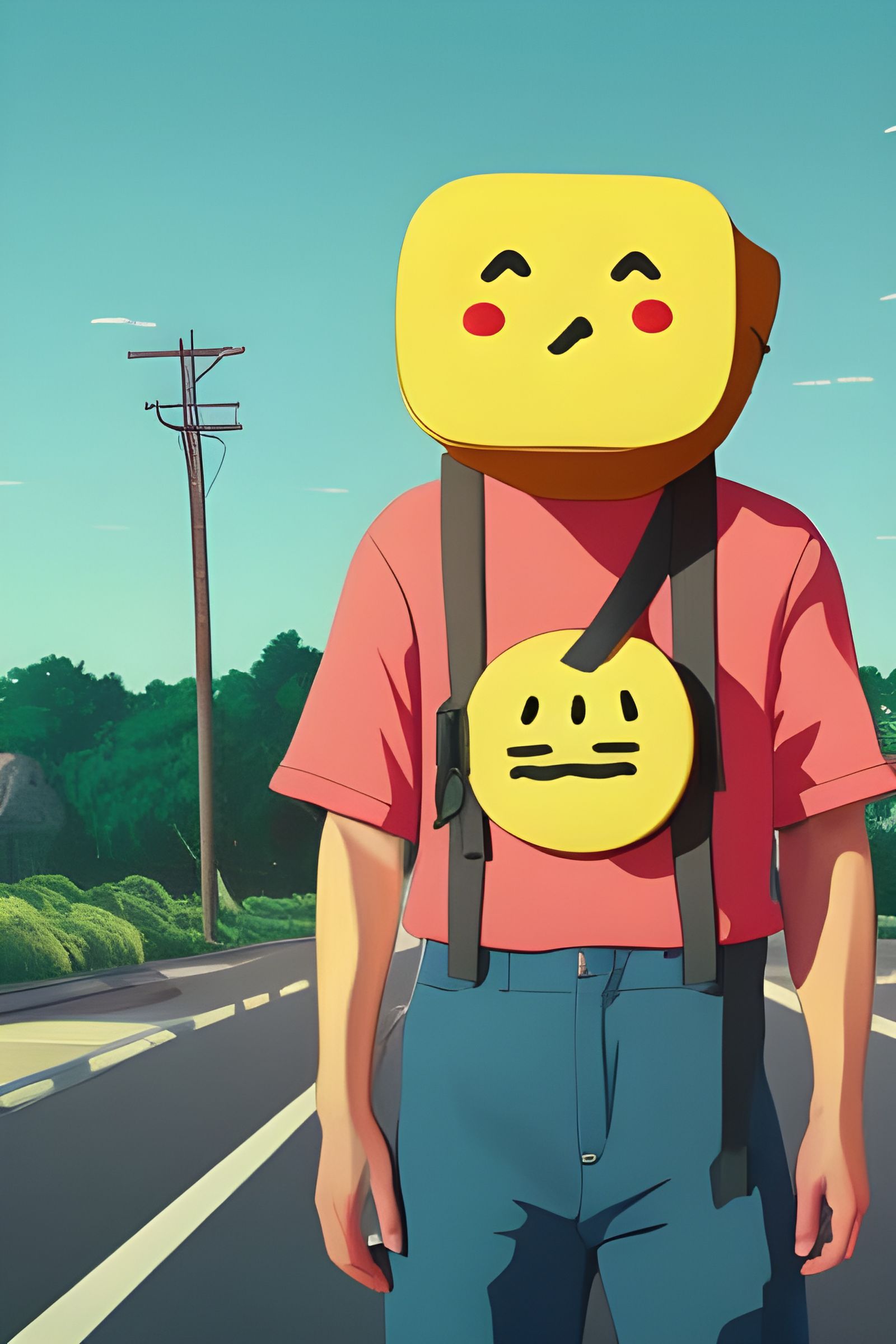 Man with Smiley Bag, Stålenhag Ghibli Style