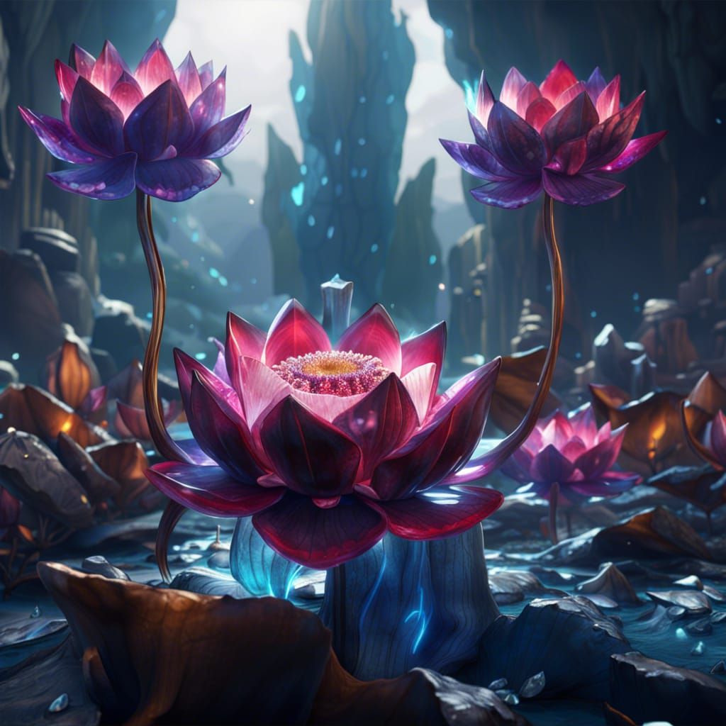 Crystal lotus flowers