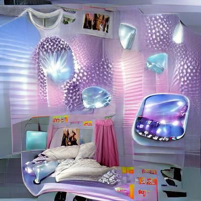 Futuristic Pearlcore Teen Bedroom in Y2K Aesthetic