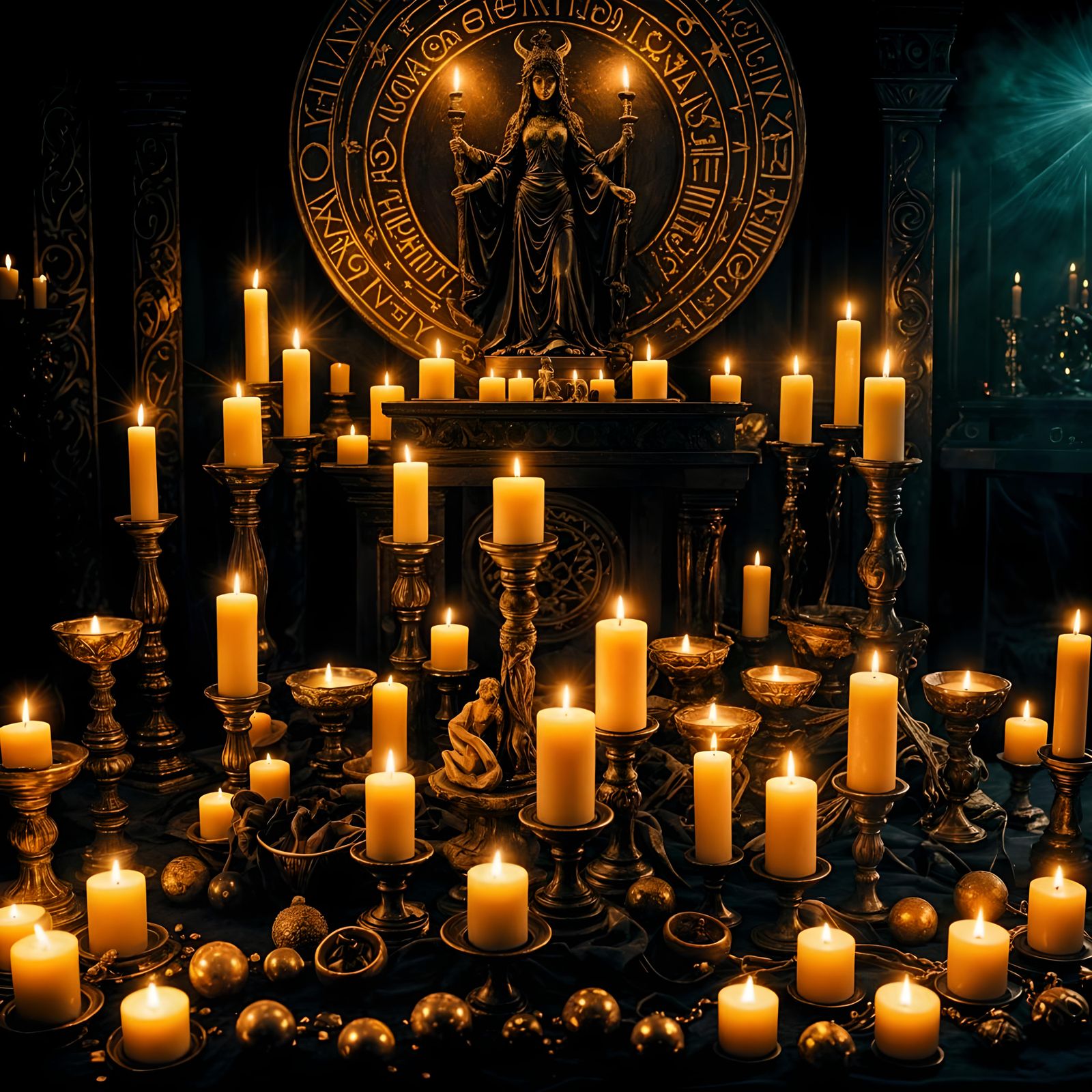 Hecate's Altar: Goddess of Crossroads in Dark Room