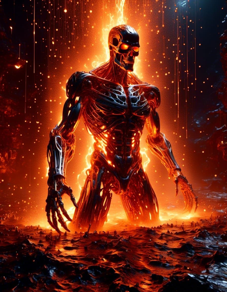 Terminator's Fiery Demise in Molten Metal