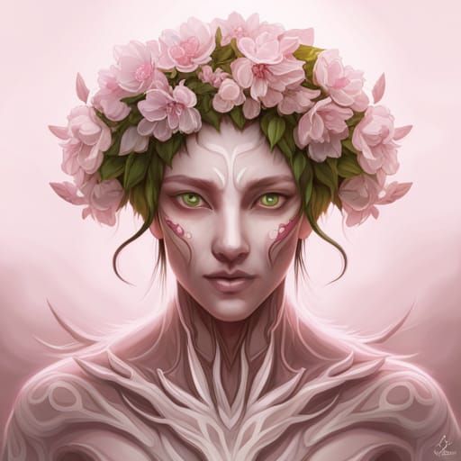 Japanese Nature Spirit Portrait in Edo Aesthetic