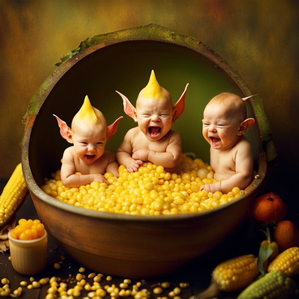Newborn Goblins Splashing around in a Tub of Creamed Corn IV