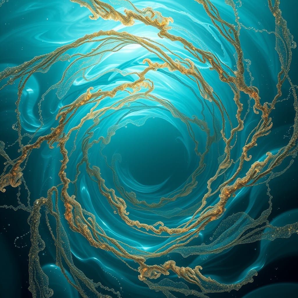 Mystical Water Vortex in a Deep Blue-Green Portal