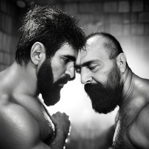 Muscular Afghan Men Kissing in Steamy Sauna