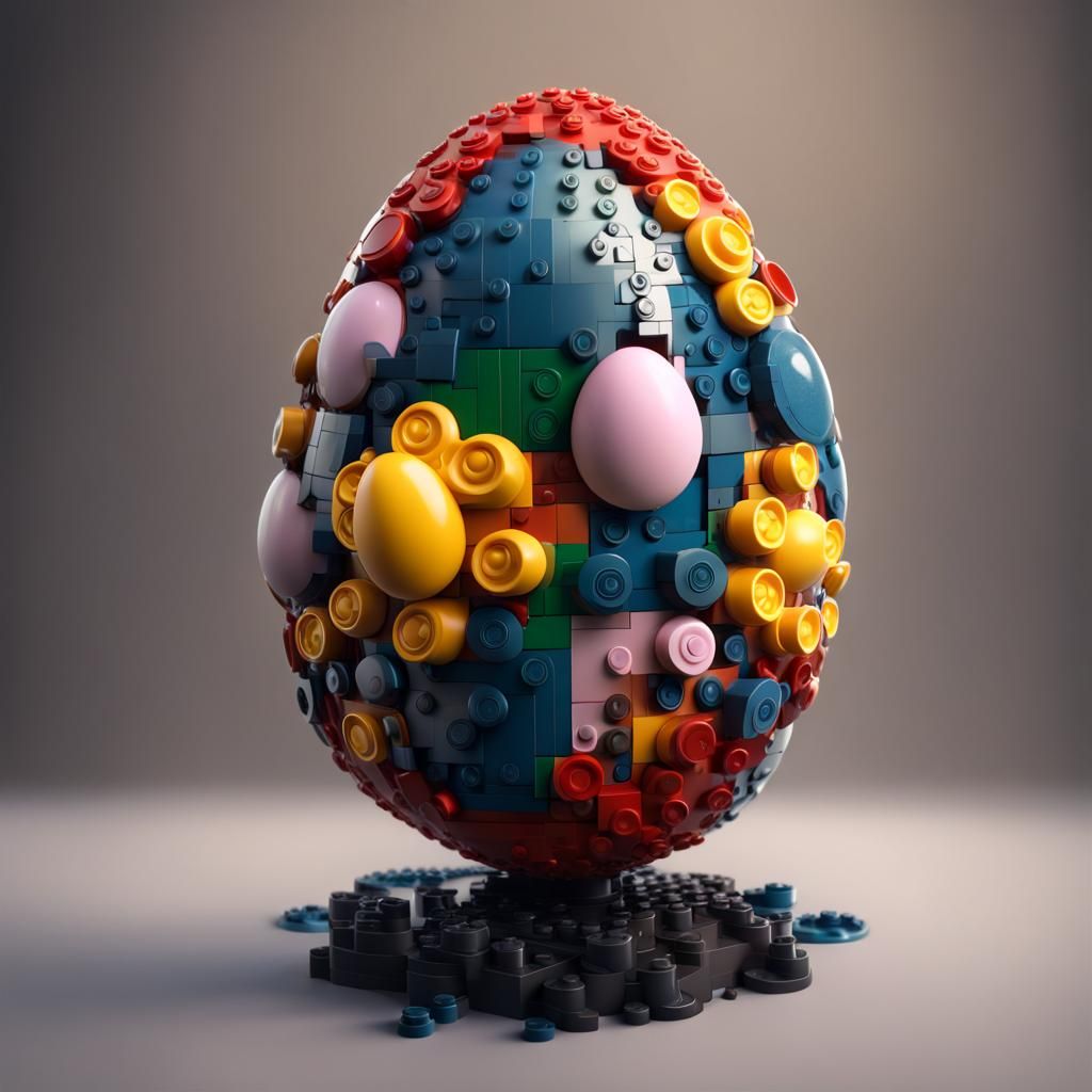 Detailed Lego Egg Matte Painting in Deep Color