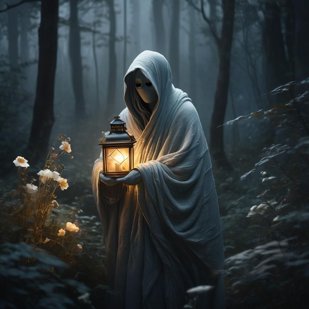 Ghost in Misty Forest: Cottagecore Concept Art