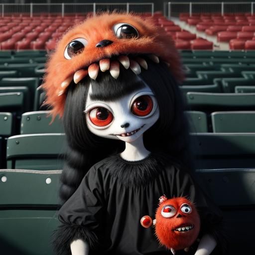 Fuzzy Creatures Watch Baseball Game in Surreal 3D
