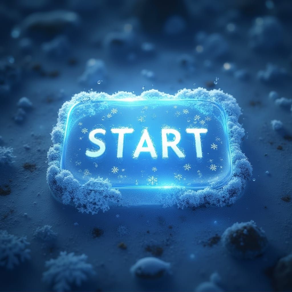 Icy Crystal Start Button in Pixel Art